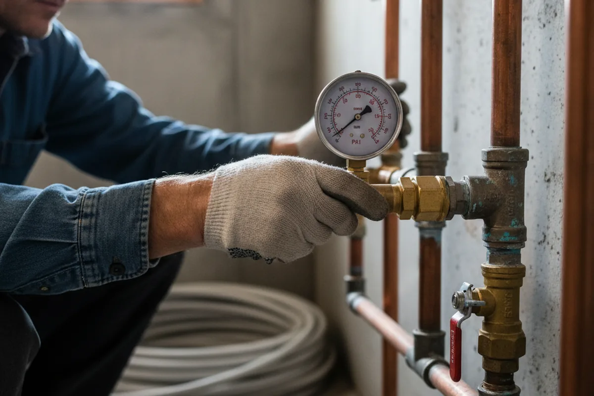 Pressure testing a repaired line during Water Line Repair in Berkeley Springs